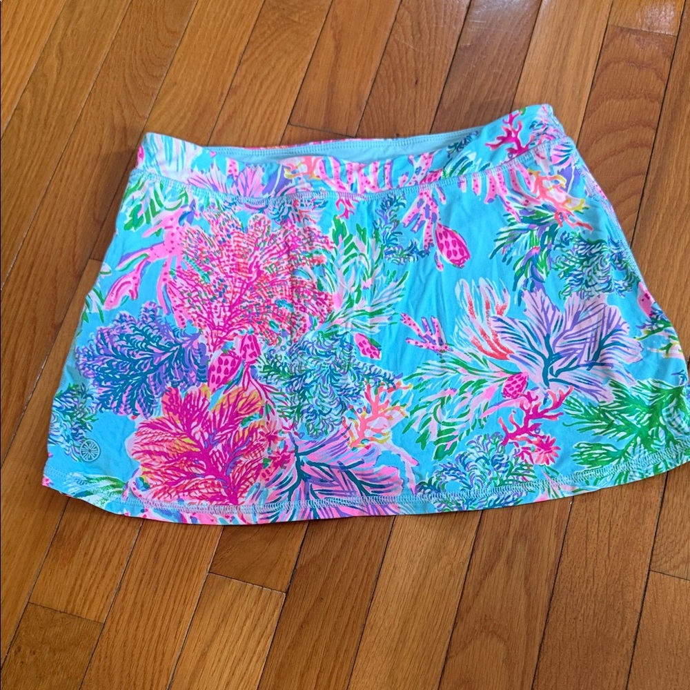 Lilly Pulitzer Blue and Pink Floral Skater Skirt